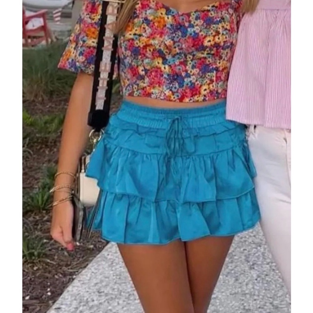 DO+BE Blue Ruffled Mini Skirt - Picture 2 of 2